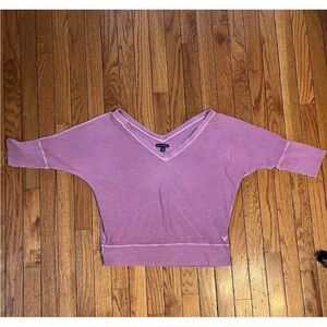 Purple American Eagle deep v neck 3/4 sleeve casual shirt